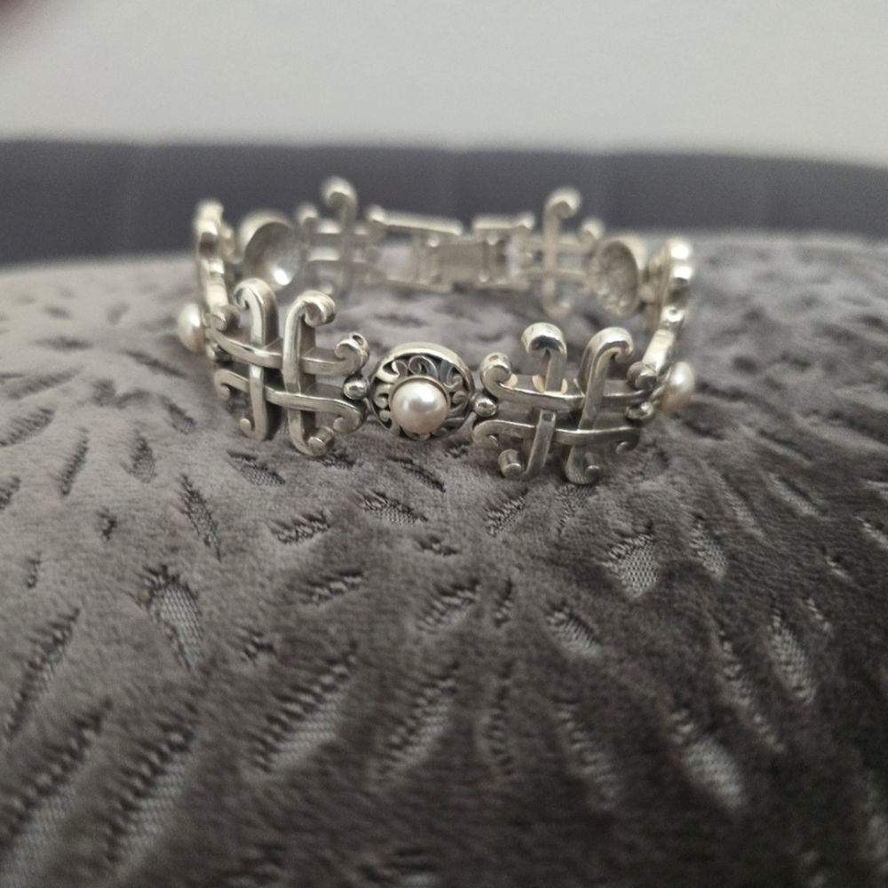 Brighton Silver Bracelet with Pearl Accents